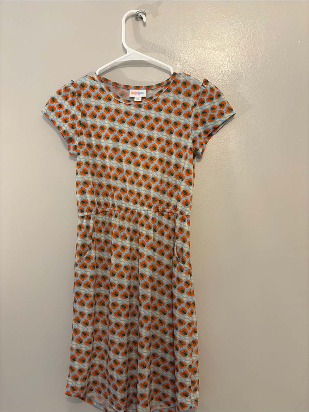 LuLaRoe Girls Orange and Teal Patterned Dress